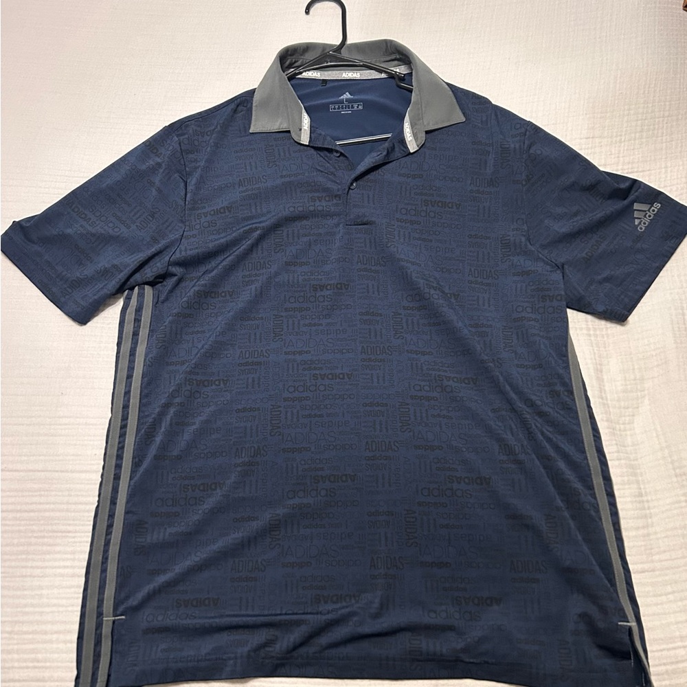 adidas Men's Navy Polo with Gray Accents